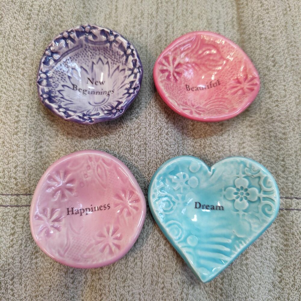 Lorraine Oerth Studio Pottery Ceramic "Giving Bowls" Trinket Dish 2" Set Of 4